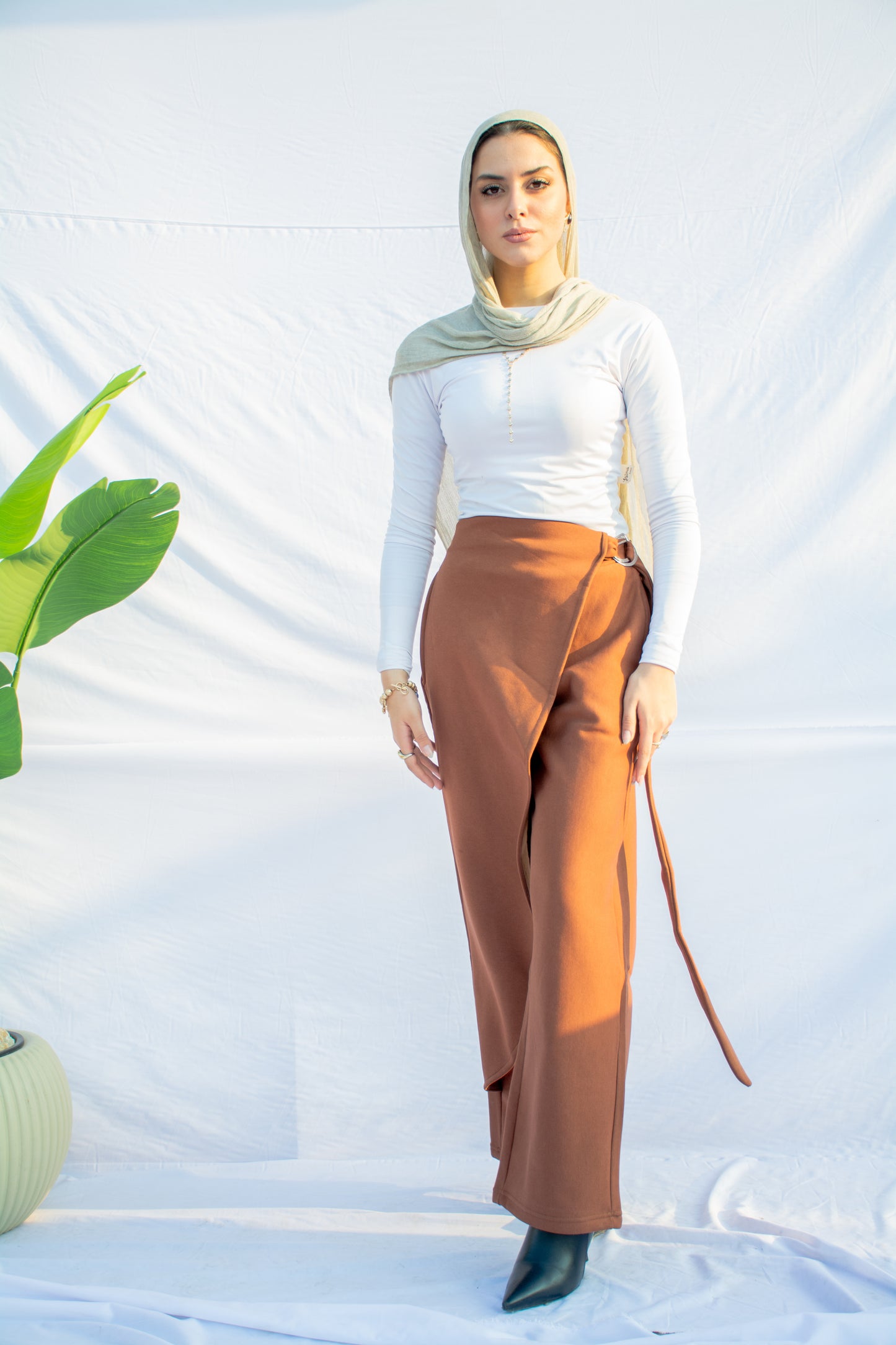 Wide-Leg D-Ring Wrap Pants-havan