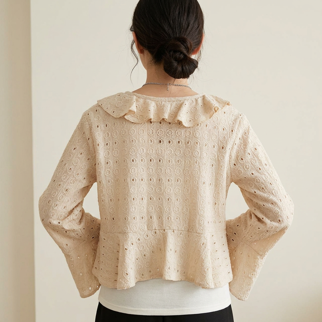 Eyelet Tie-Front Blouse