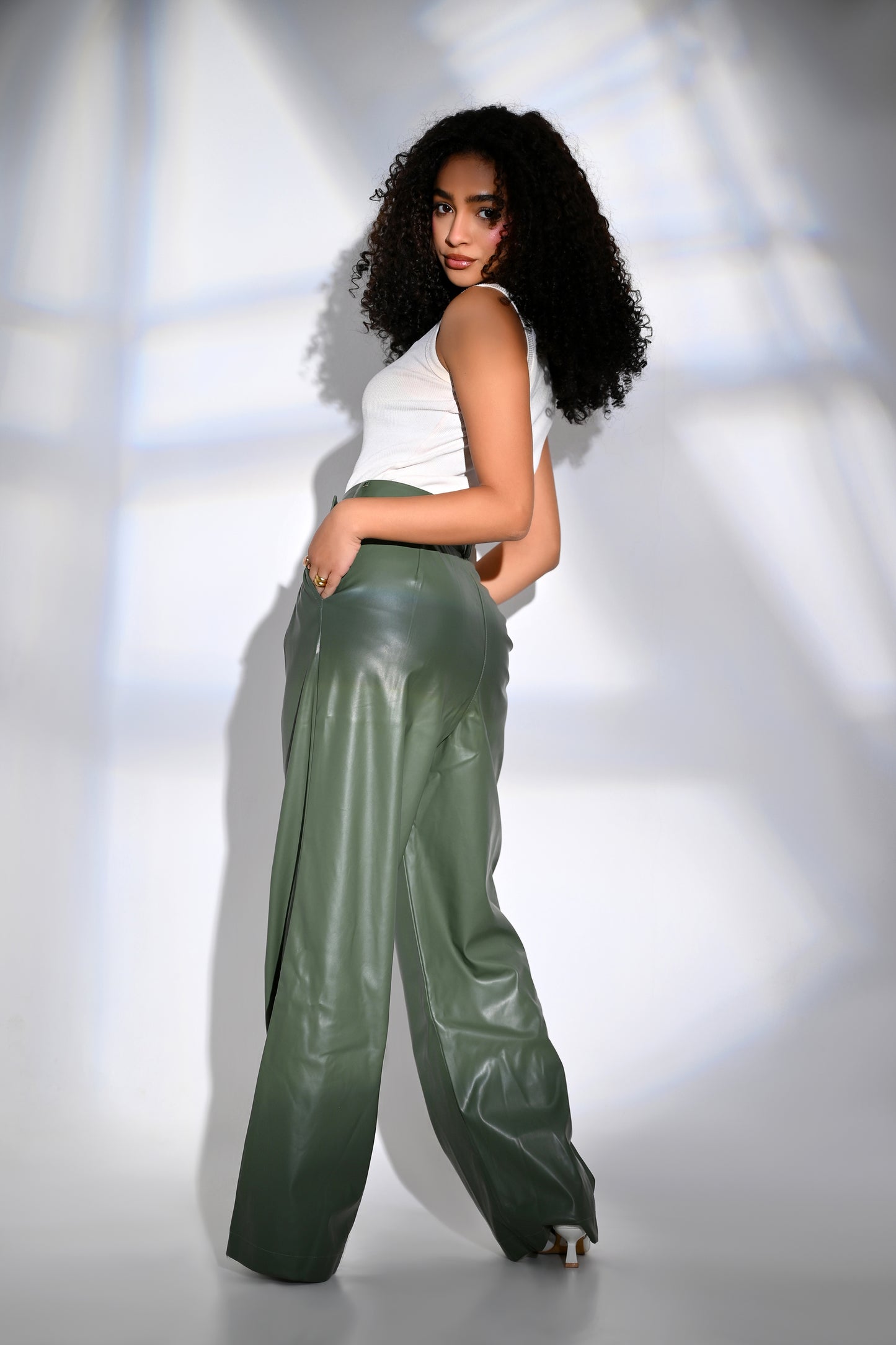 Leather Wide-Leg Trousers