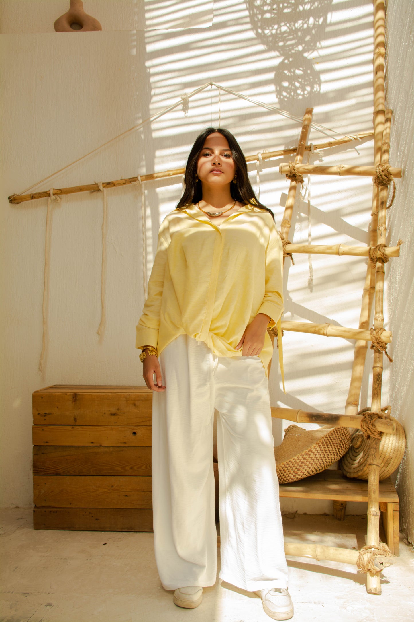 Linen Chemise Top - Yellow