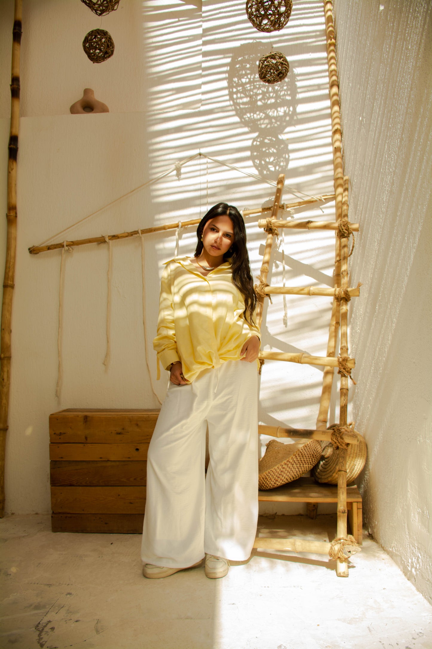 Linen Chemise Top - Yellow