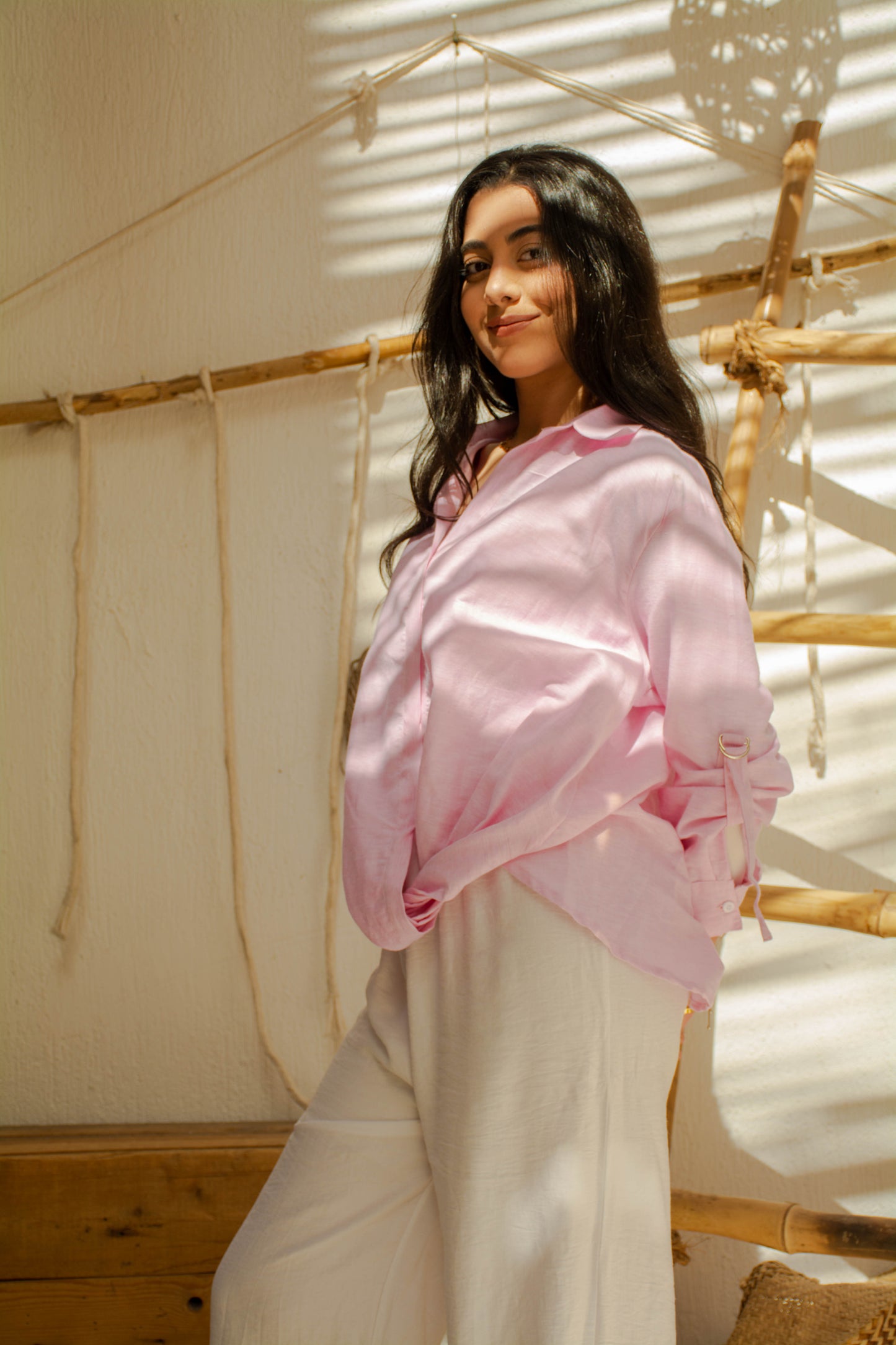 Linen Chemise Top - Pink