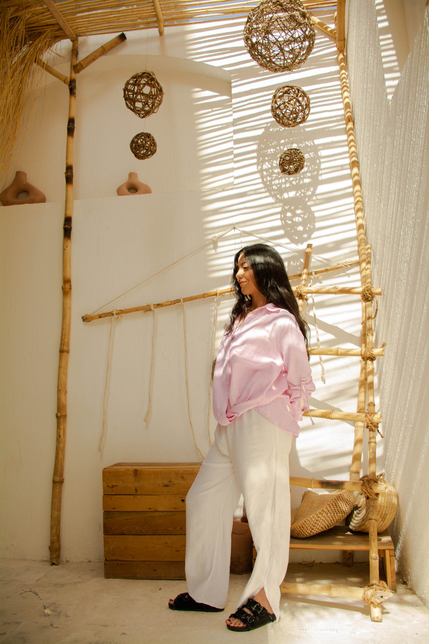 Linen Chemise Top - Pink