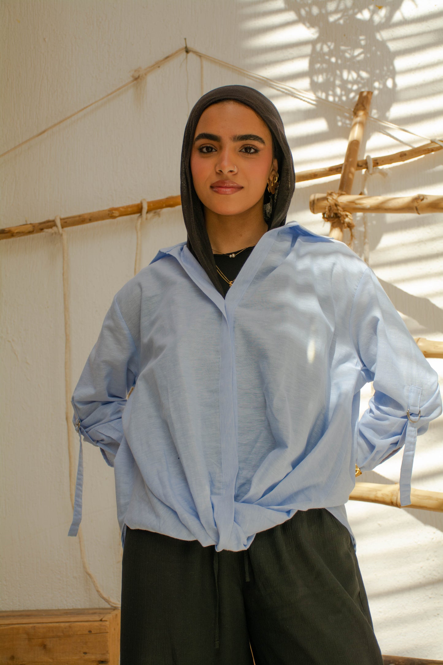 Linen Chemise Top - Blue