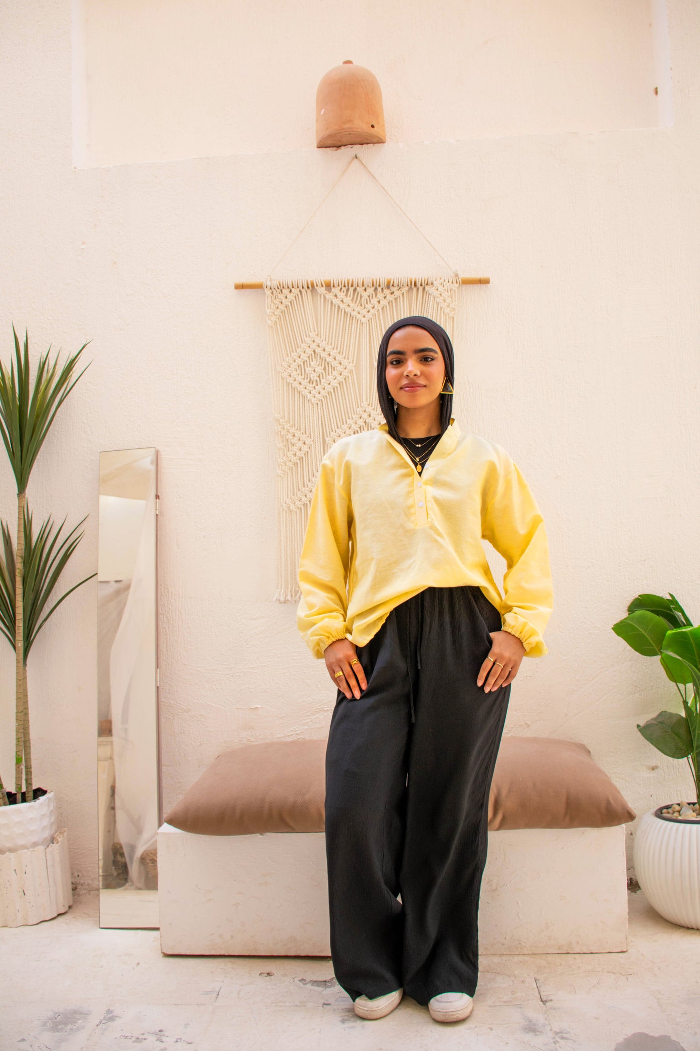Linen Blouse Regular Fit – Yellow