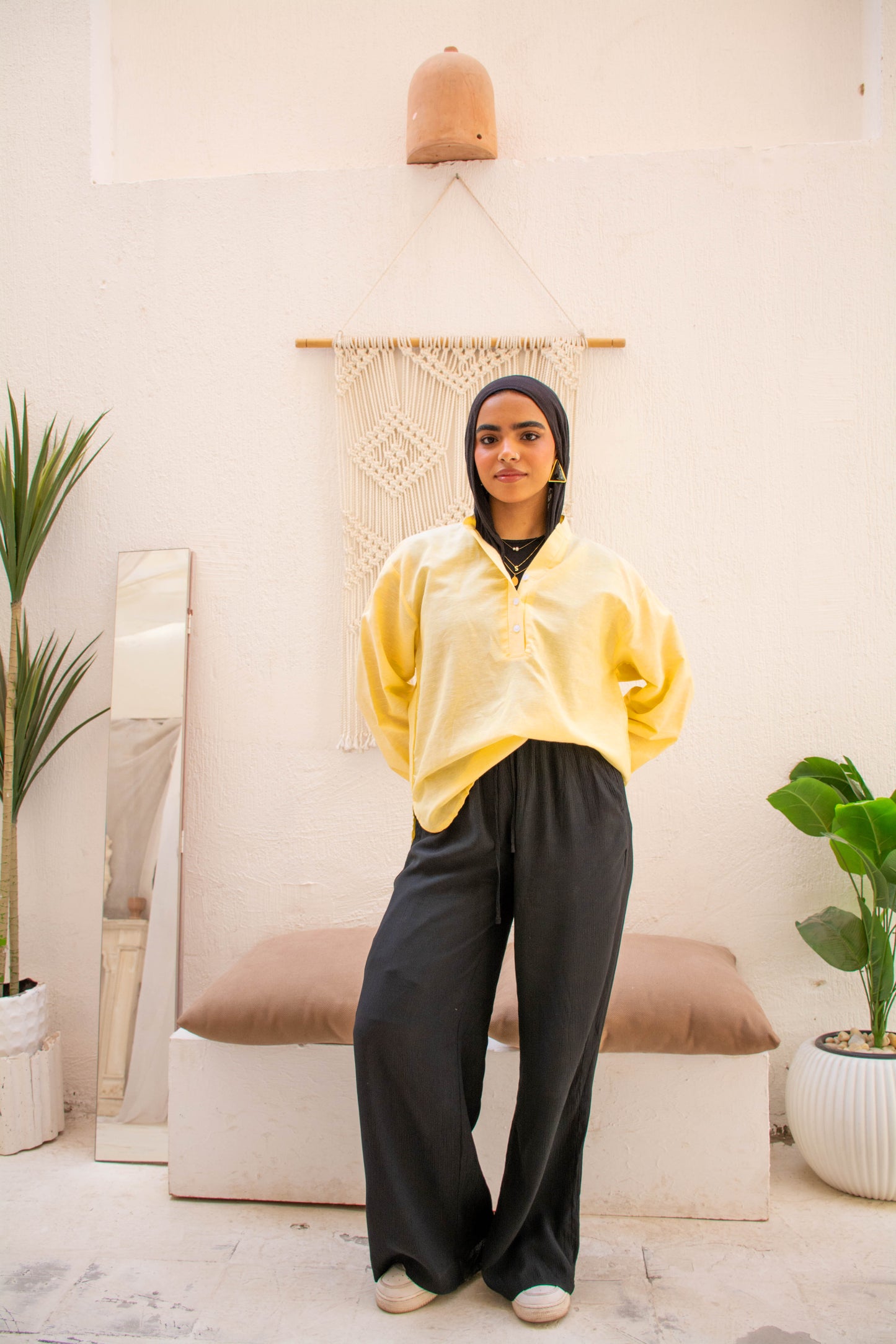 Linen Blouse Regular Fit – Yellow