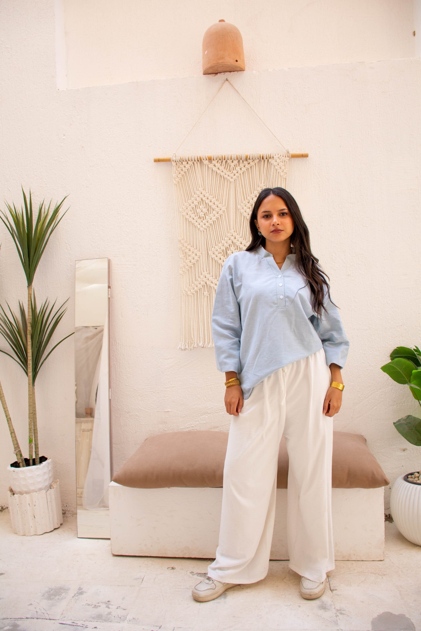 Linen Blouse Regular Fit – Light blue