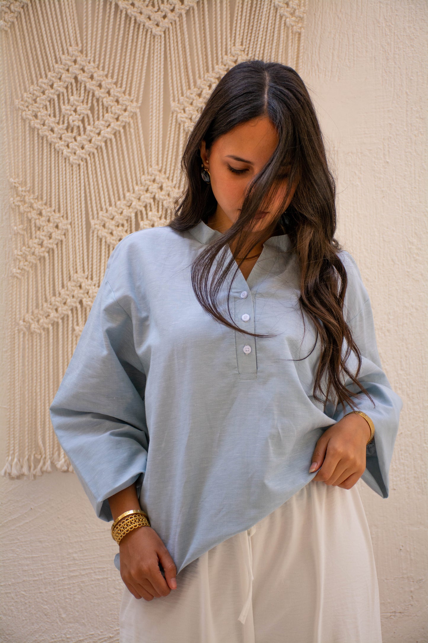 Linen Blouse Regular Fit – Light blue