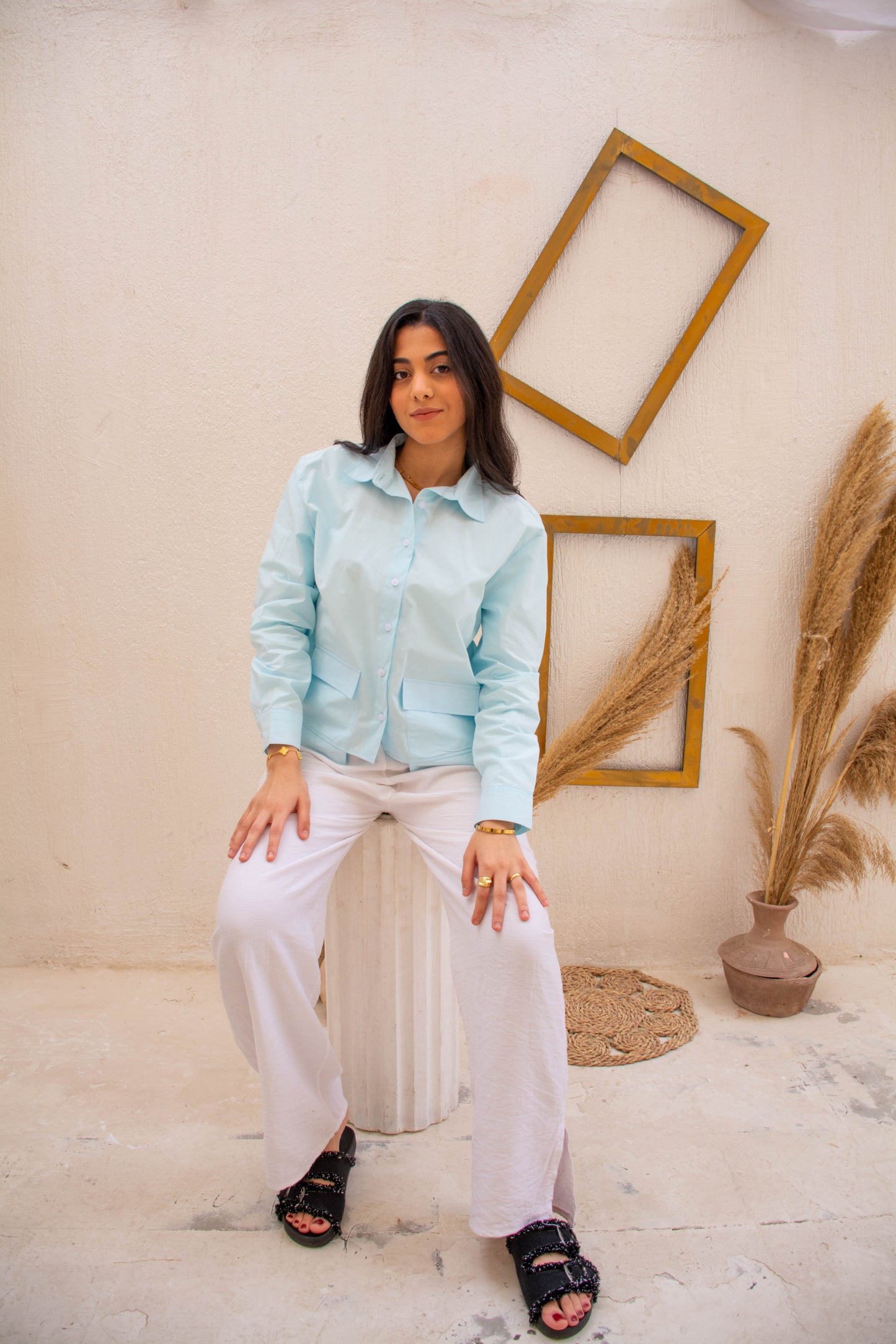 Cropped Shirt – Aqua