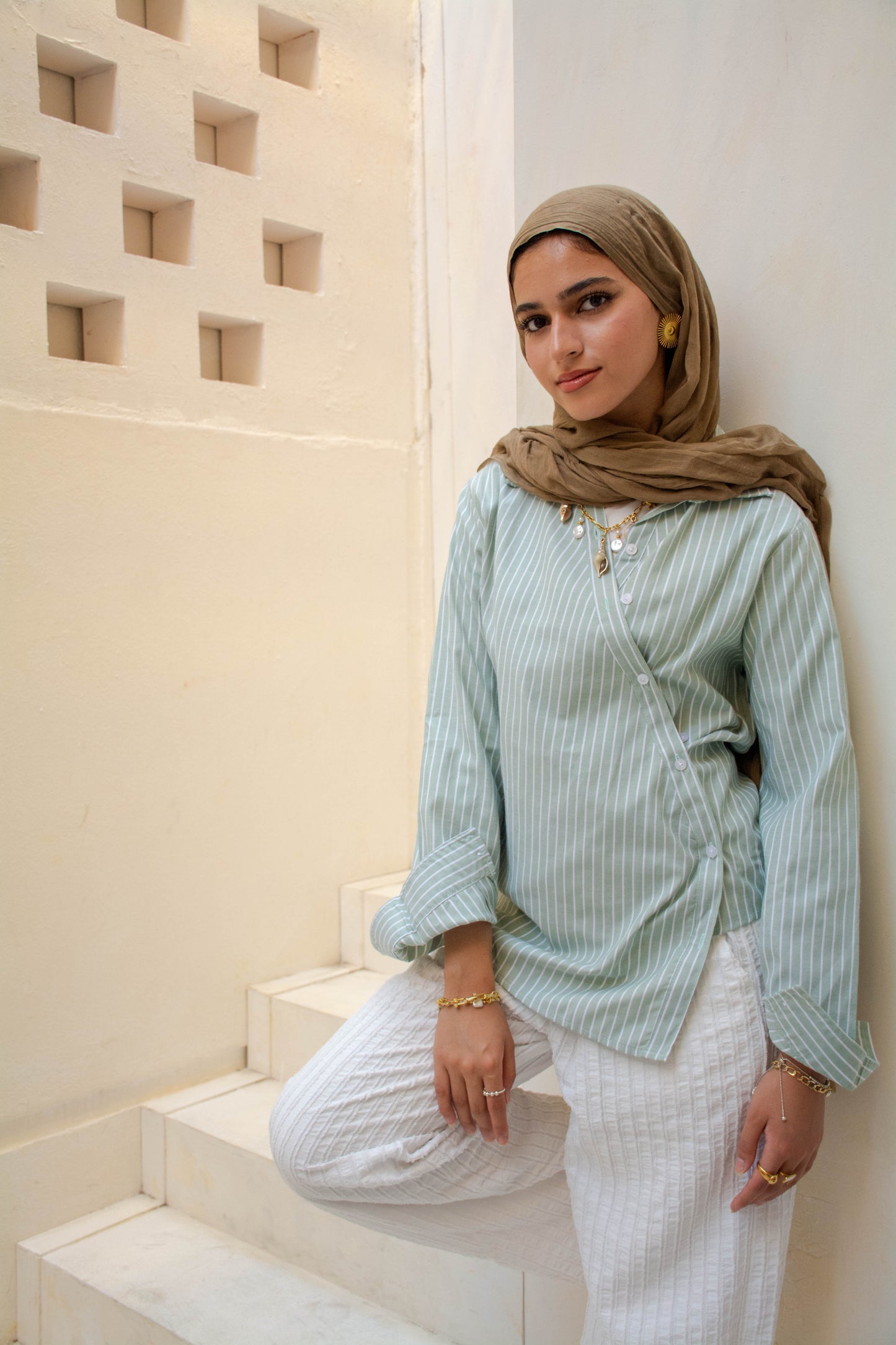 Striped Wrap Shirt – Light Mint