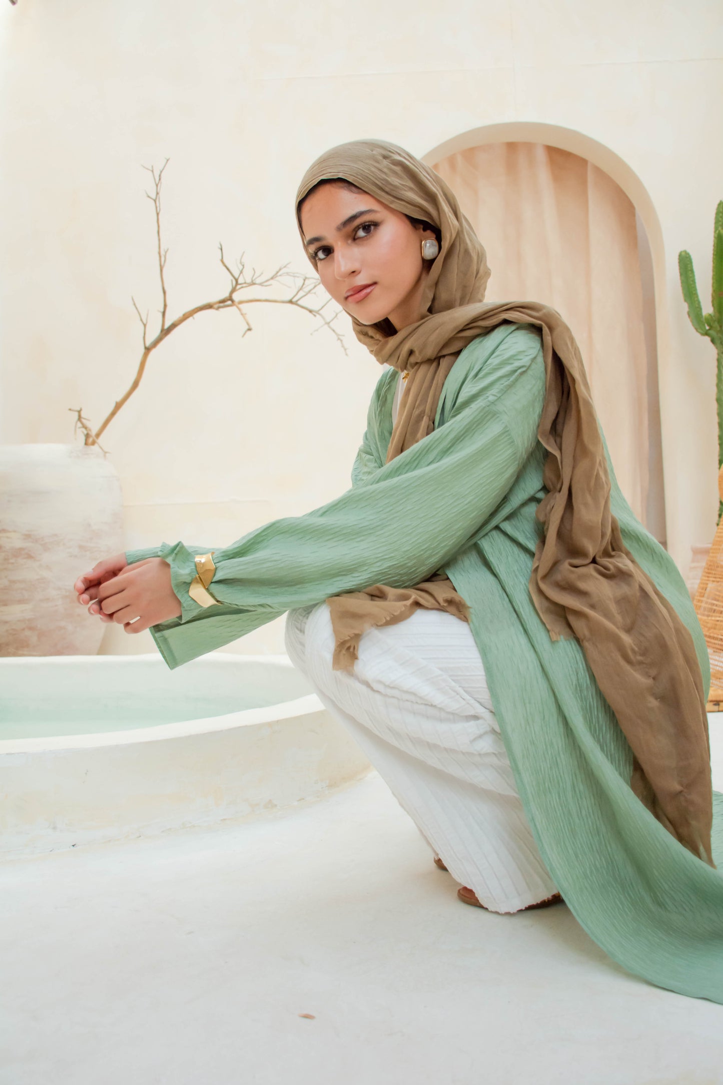 Long Textured Cardigan – Mint