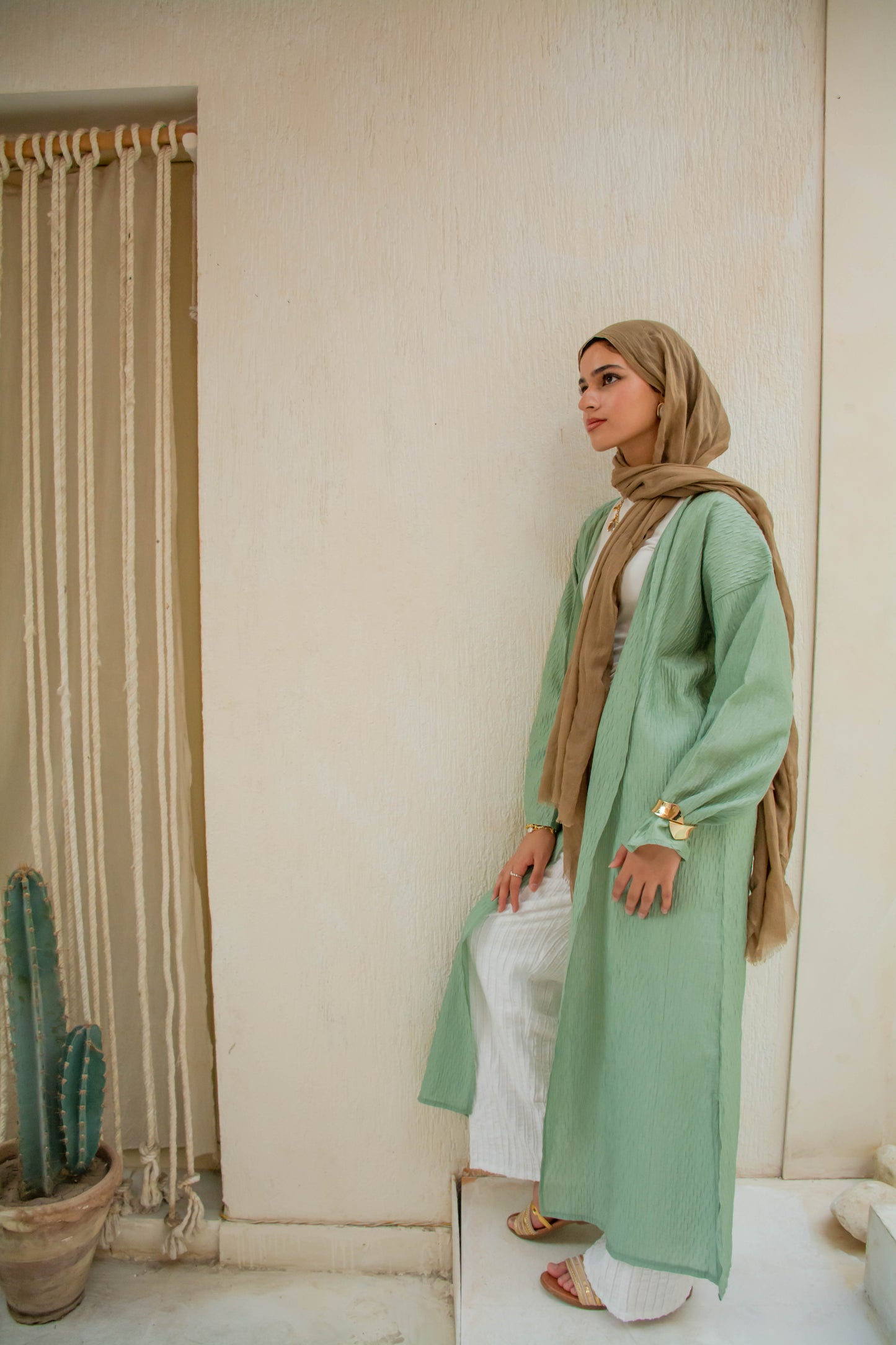 Long Textured Cardigan – Mint