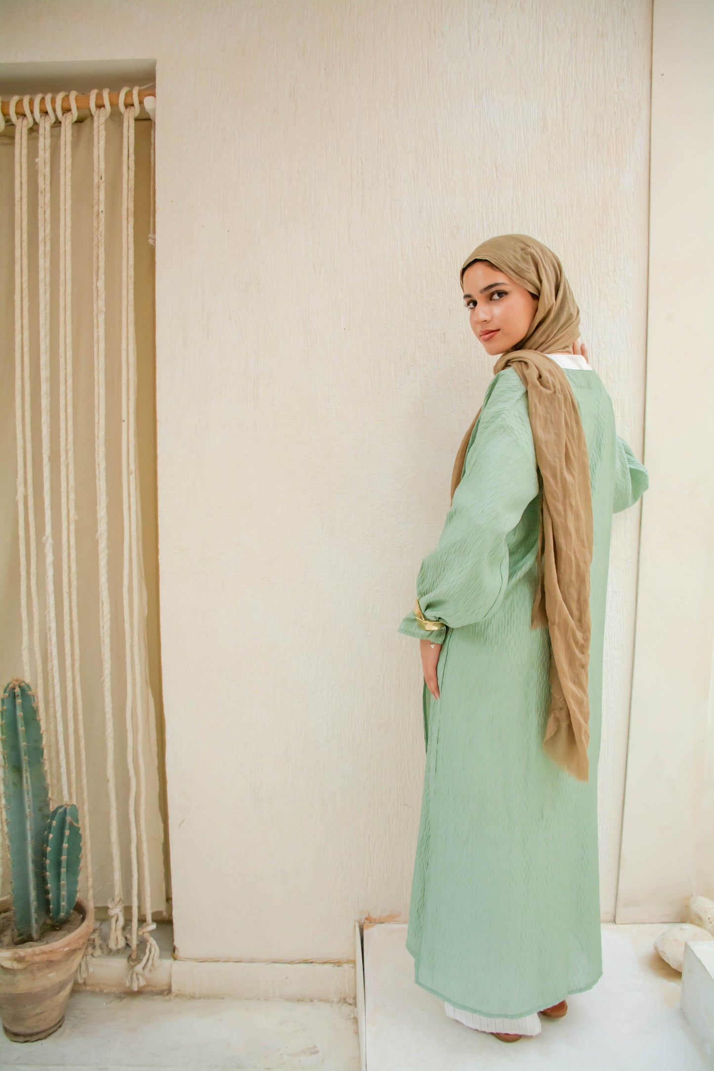 Long Textured Cardigan – Mint