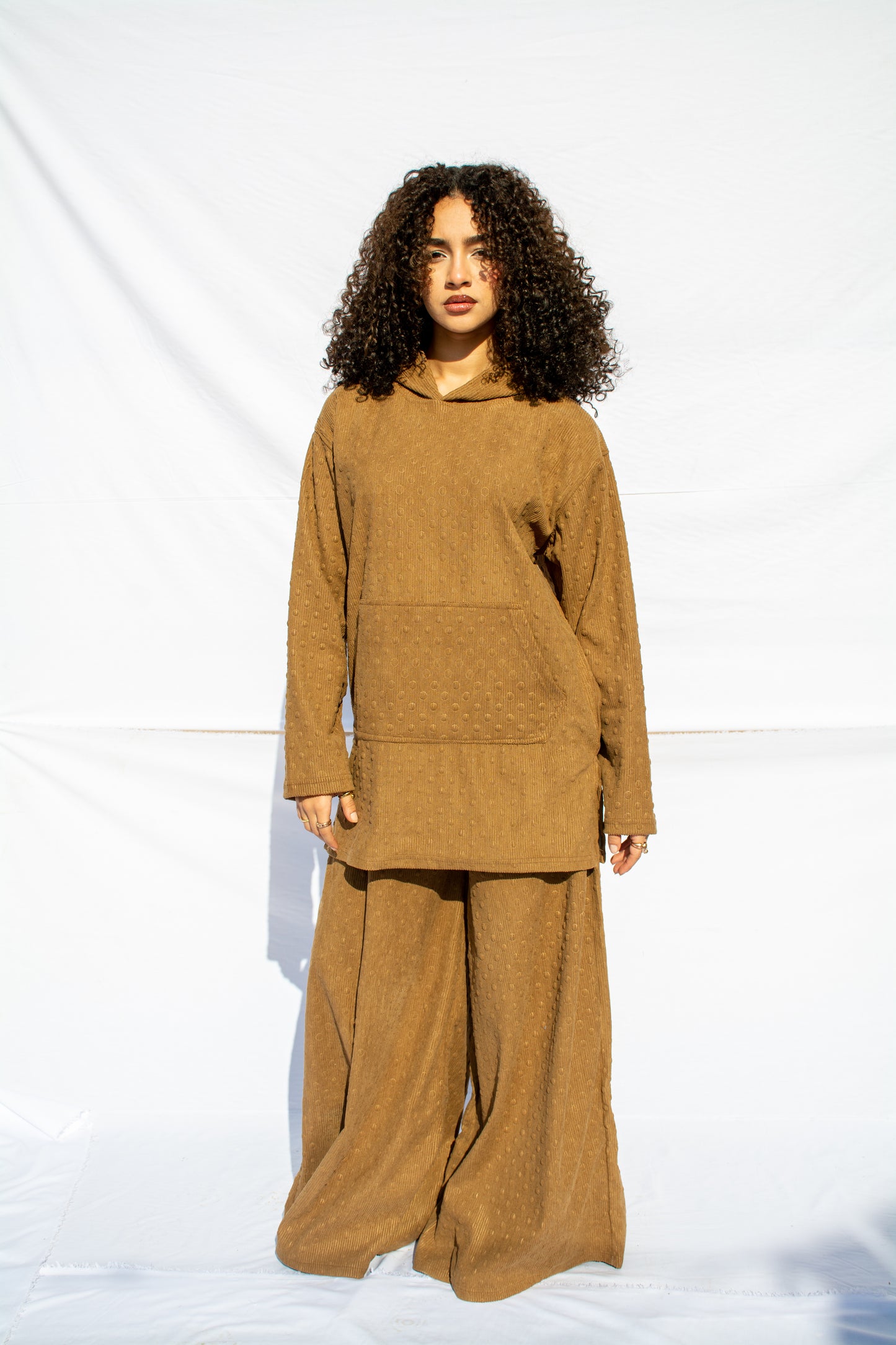 Relaxed Fit Wide-Leg Trousers _ Hoodie Luxe Textured