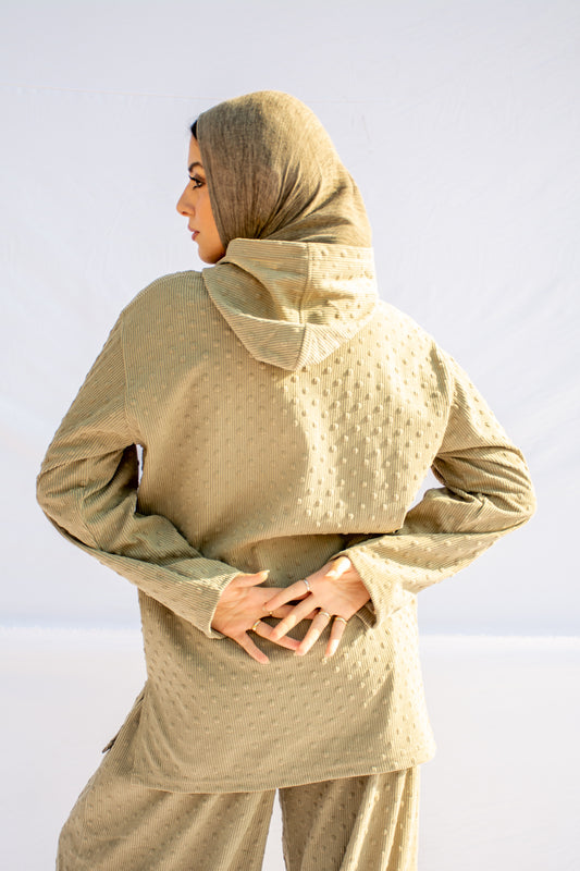 Relaxed Fit Wide-Leg Trousers _ Hoodie Luxe Textured