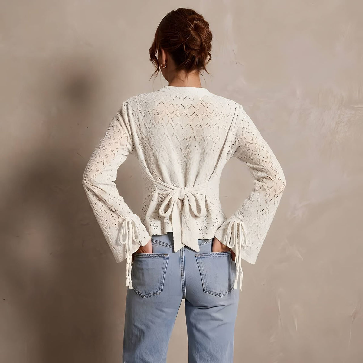 Lace Tie-Front Blouse