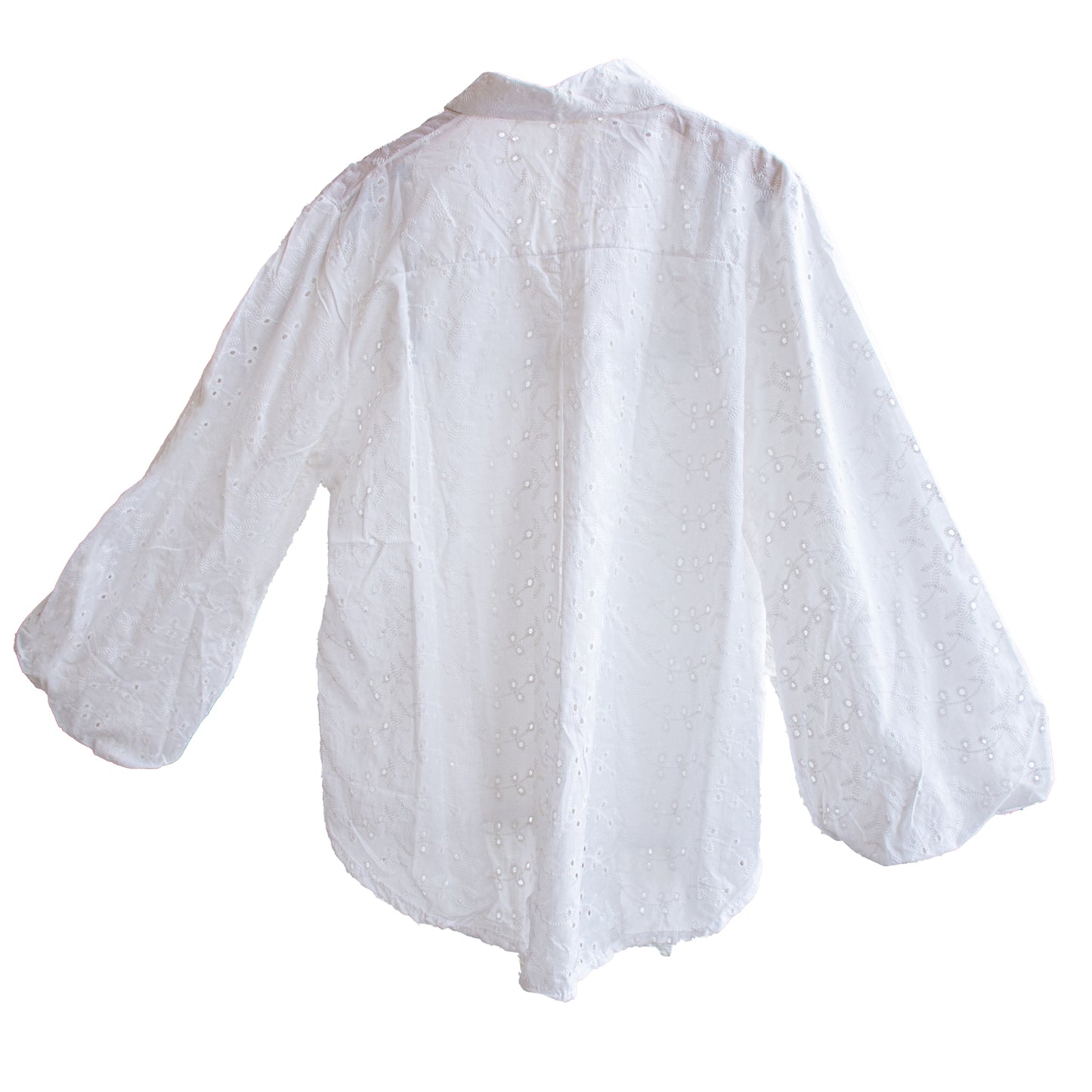 White Voile Embroidered Oversized Shirt