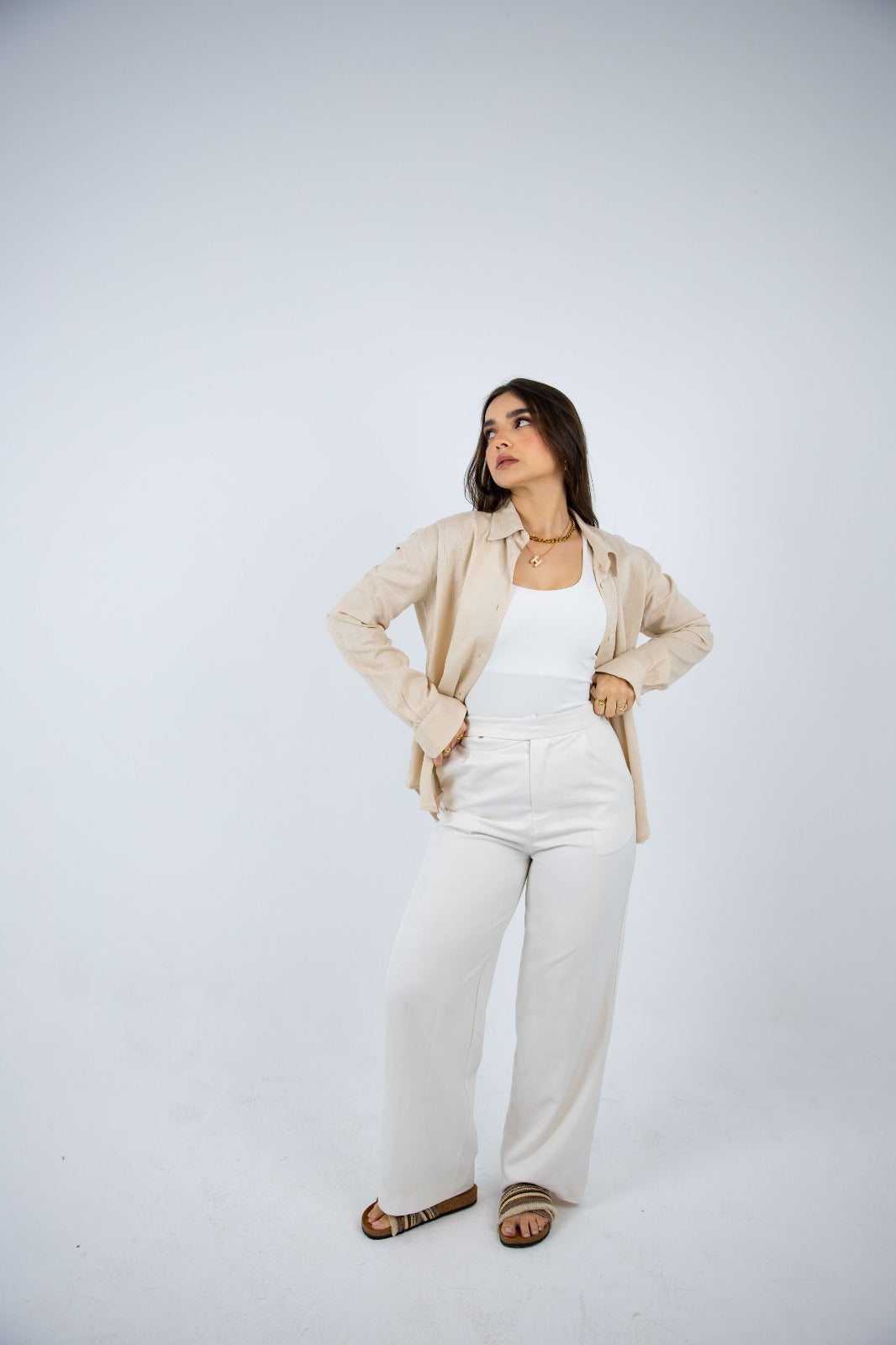 Linen Oversized Shirt – Beige
