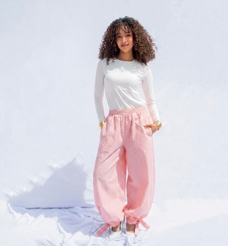 Pink Stripe Balloon Pants