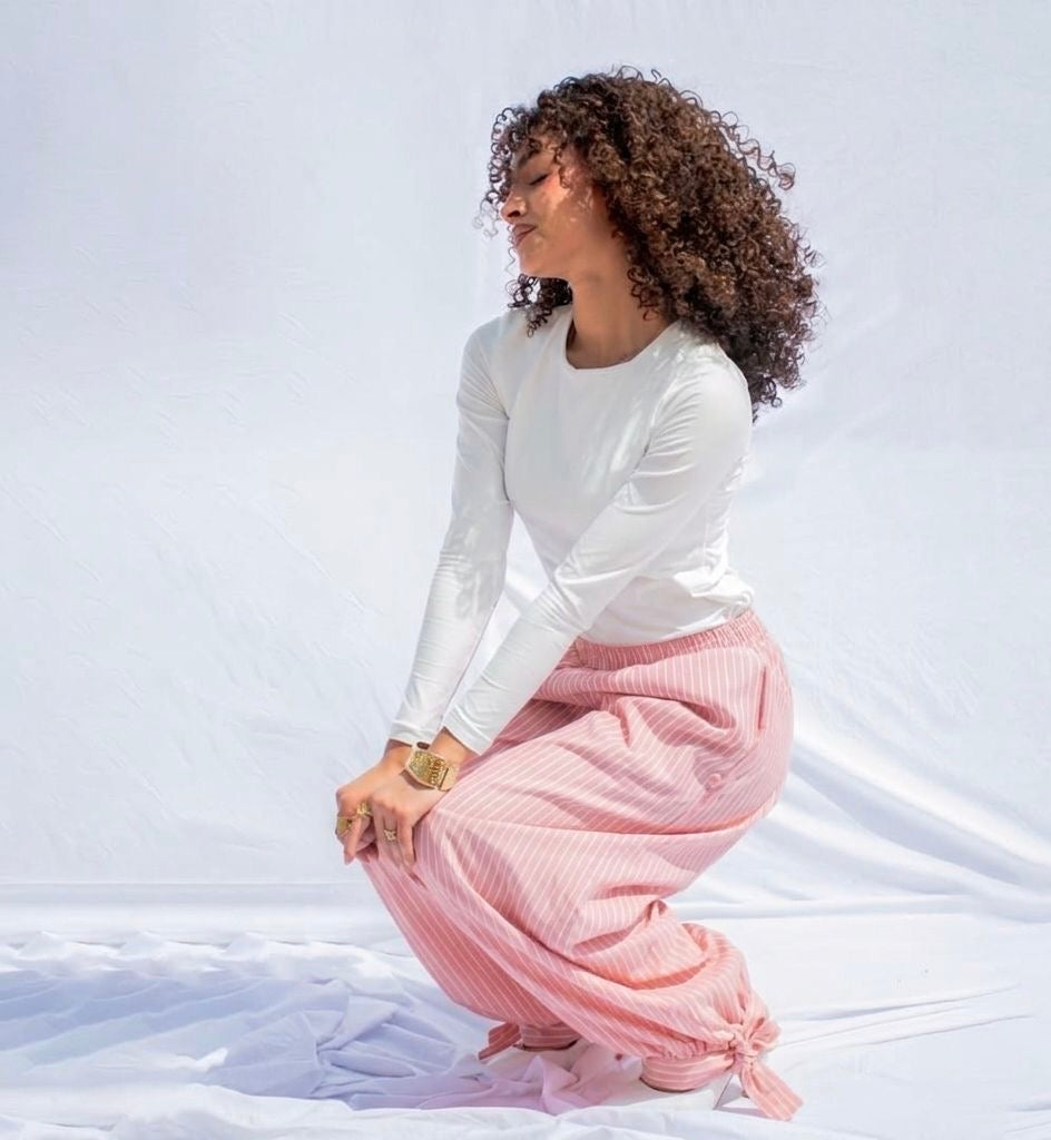 Pink Stripe Balloon Pants