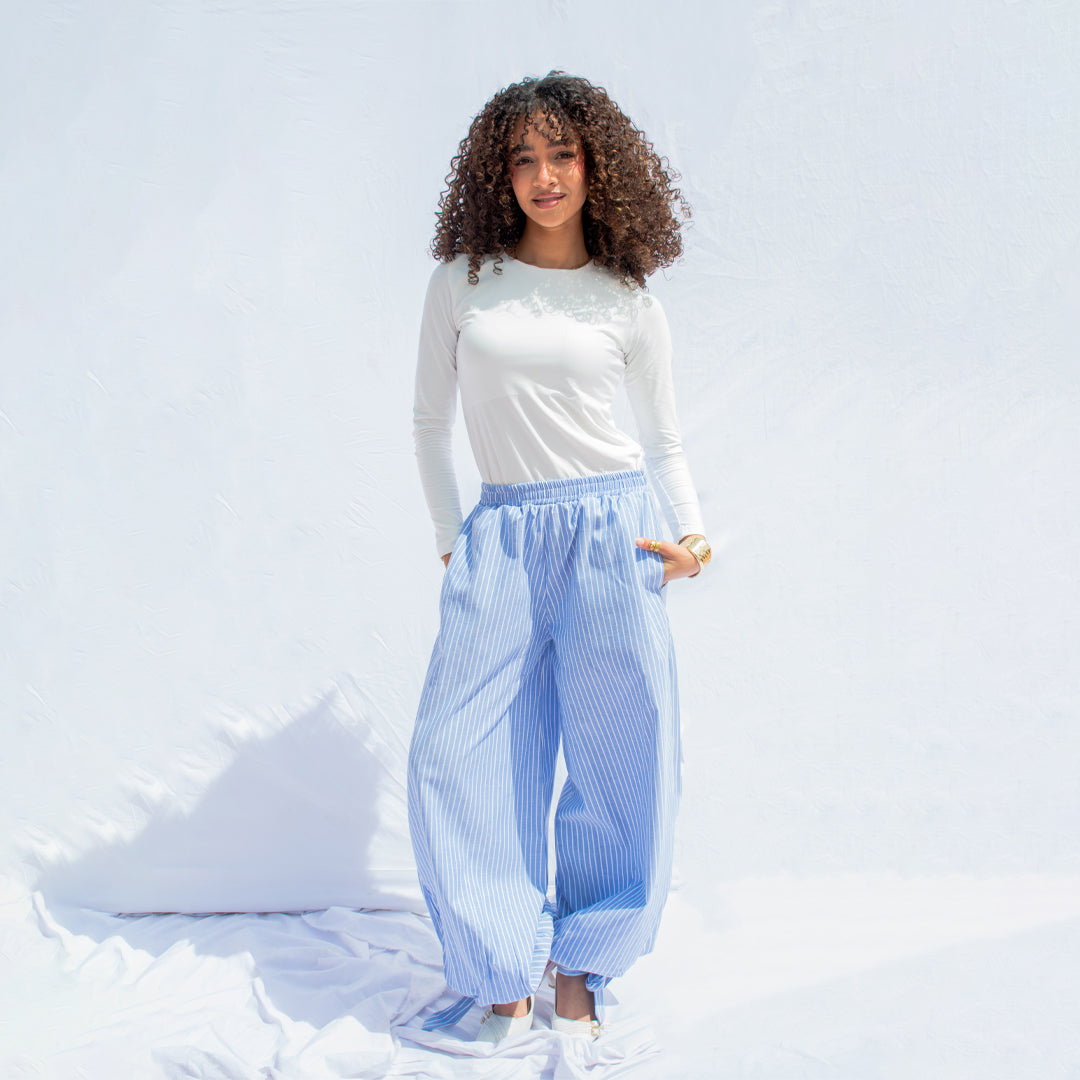 Blue Stripe Balloon Pants 💙