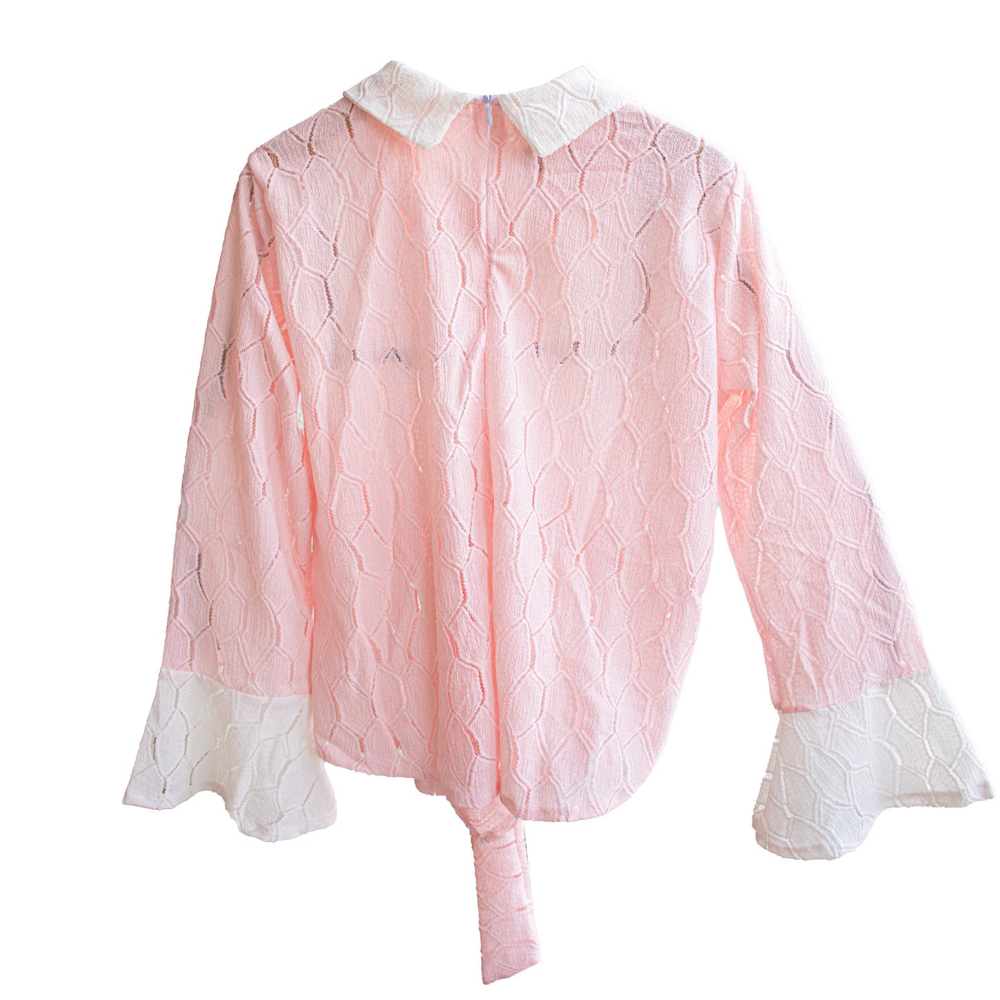 Textured Wrap Blouse with Contrast White Collar