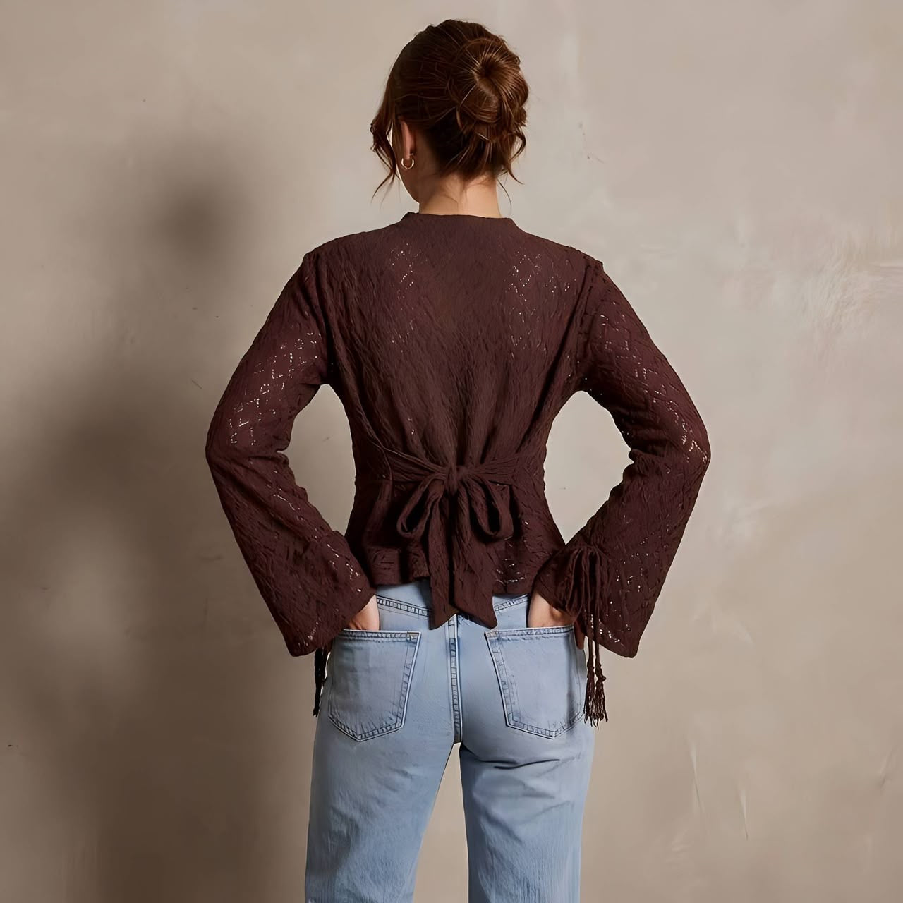 Lace Tie-Front Blouse