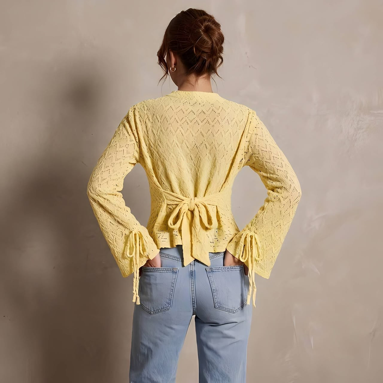 Lace Tie-Front Blouse