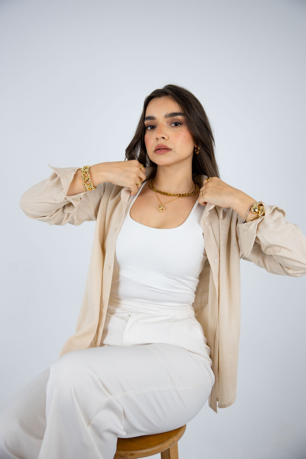 Linen Oversized Shirt – Beige