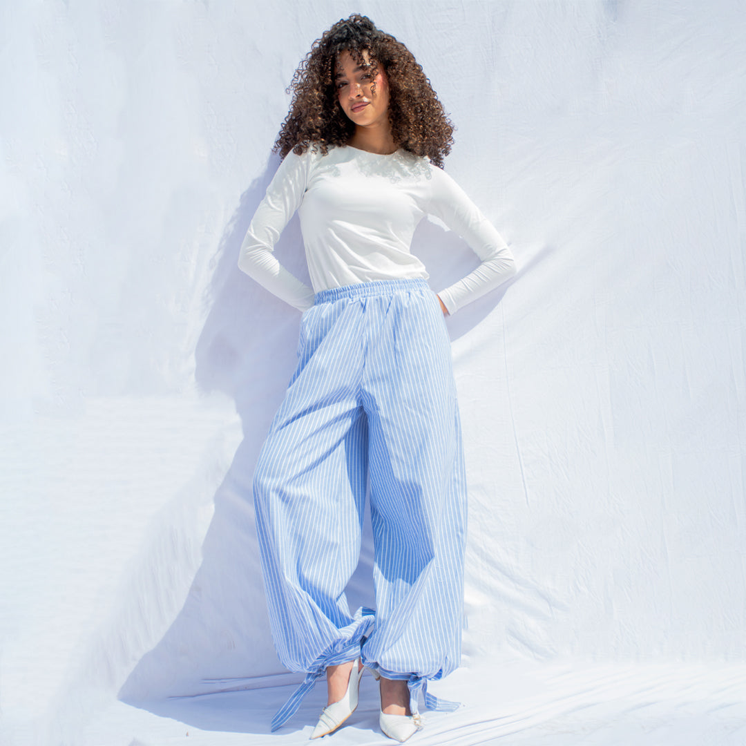 Blue Stripe Balloon Pants 💙