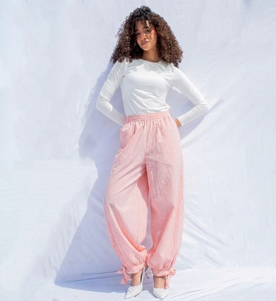 Pink Stripe Balloon Pants