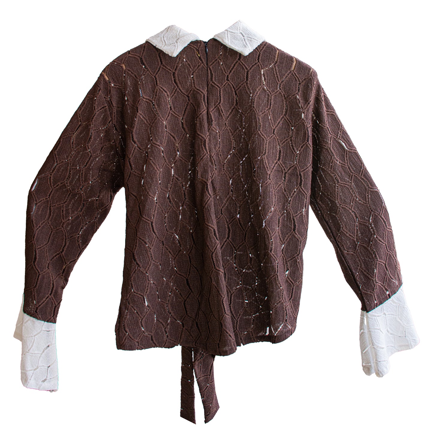 Textured Wrap Blouse with Contrast White Collar