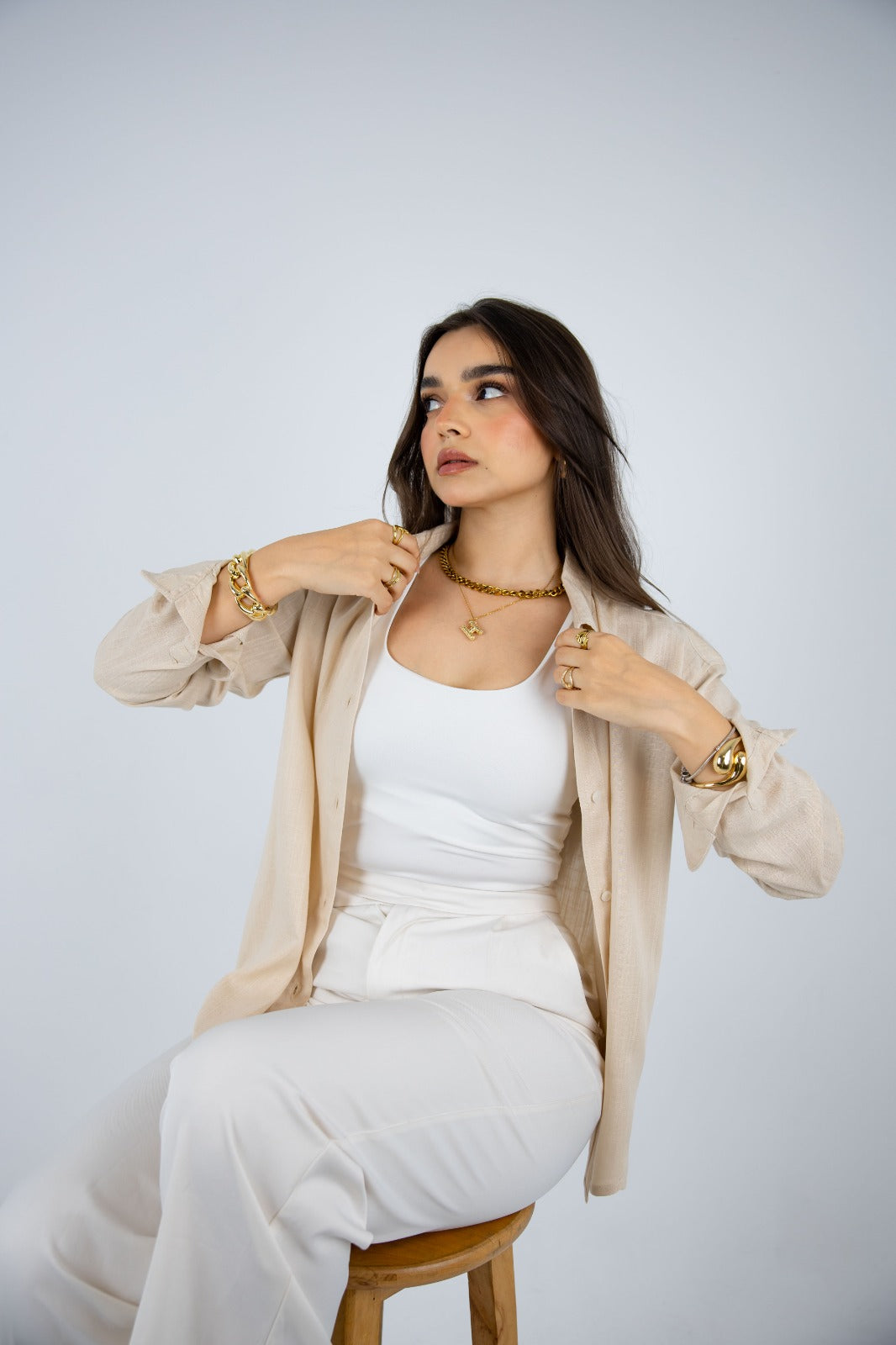 Linen Oversized Shirt – Beige