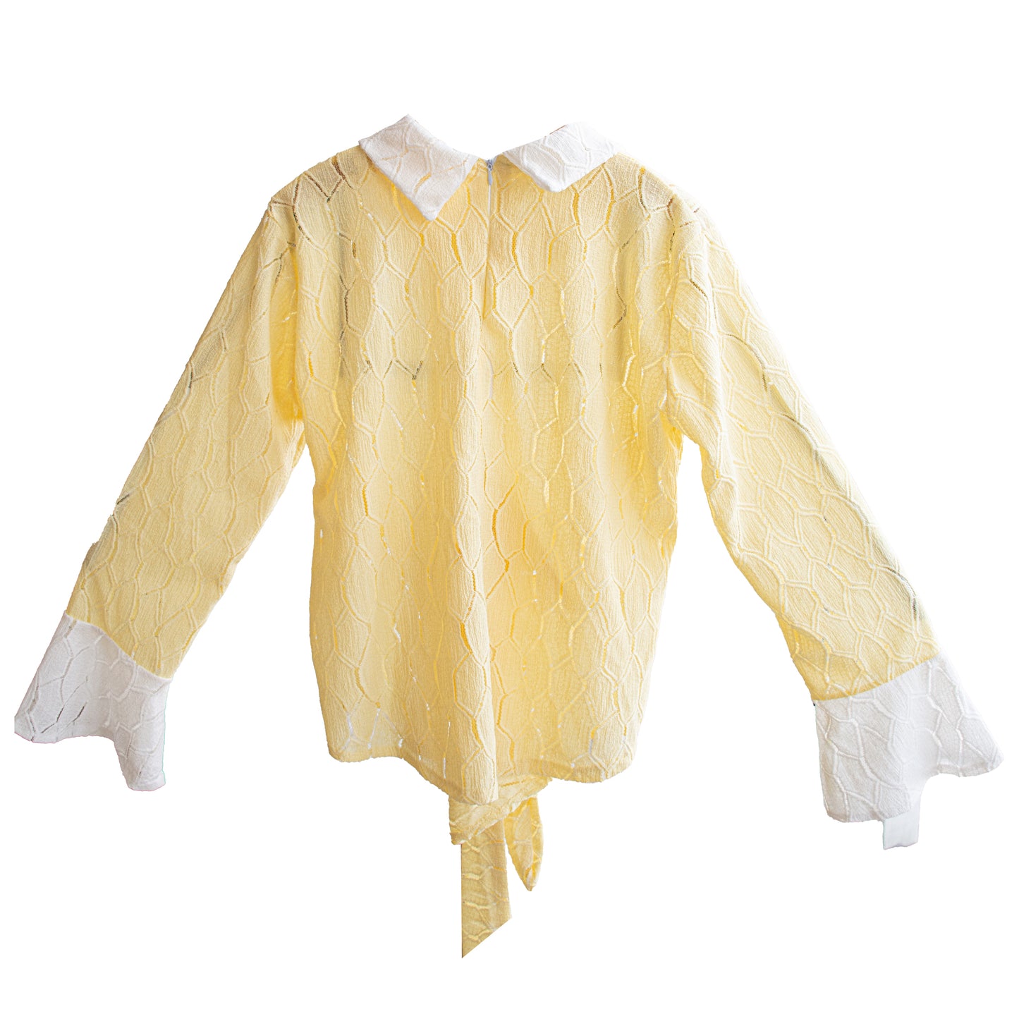 Textured Wrap Blouse with Contrast White Collar