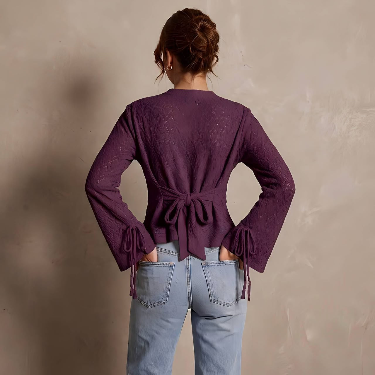 Lace Tie-Front Blouse
