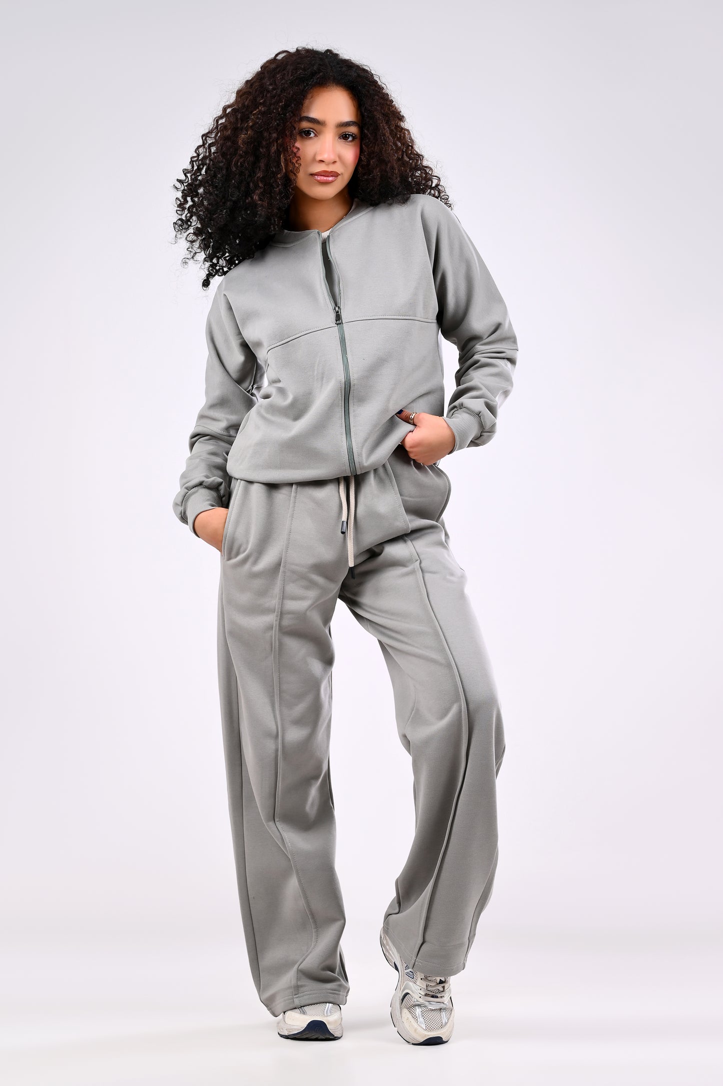 cotton melton suit - Wide-leg pants