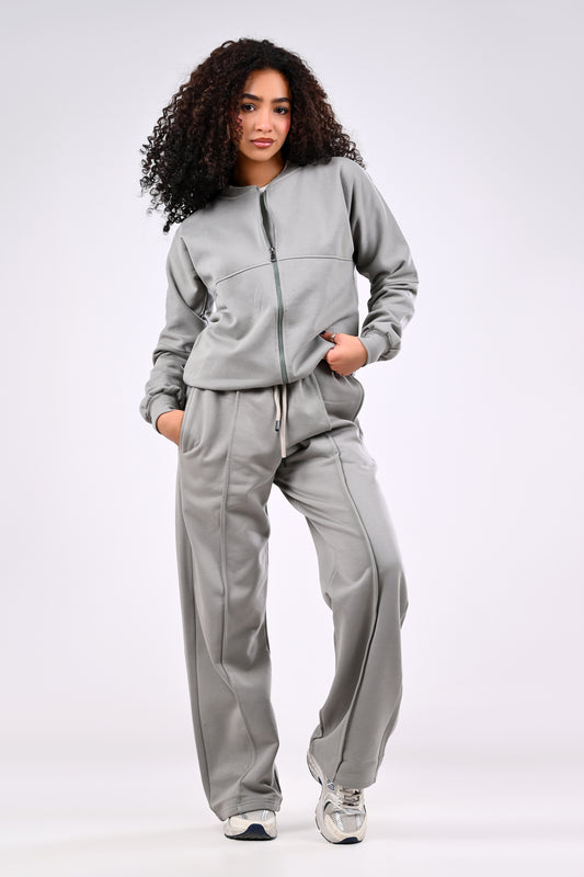 cotton melton suit - Wide-leg pants