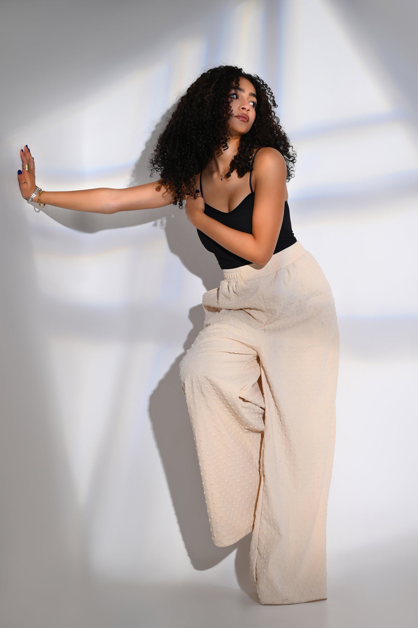 Textured Wide-Leg Palazzo Pants