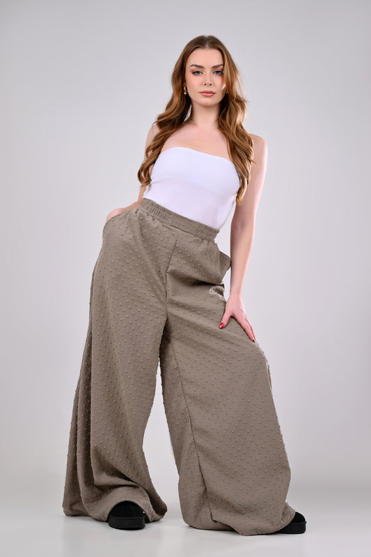Textured Wide-Leg Palazzo Pants