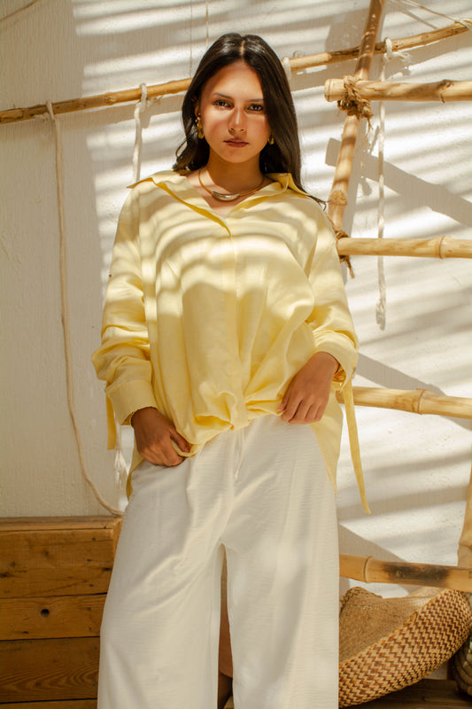 Linen Chemise Top - Yellow