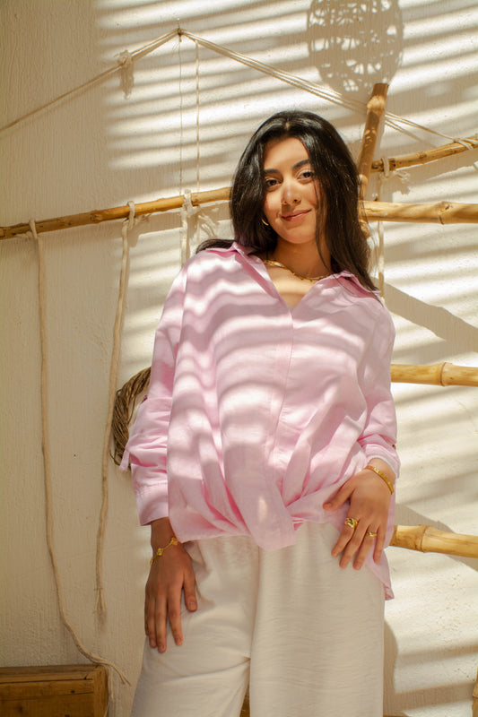 Linen Chemise Top - Pink