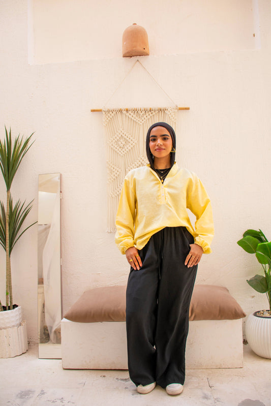 Linen  Blouse Regular Fit  – Yellow