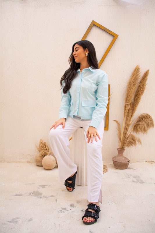 Cropped Shirt – Aqua