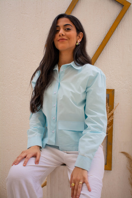 Cropped Shirt – Aqua
