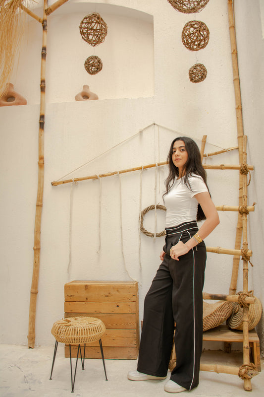 Sidelined Wide-Leg Pants - Black