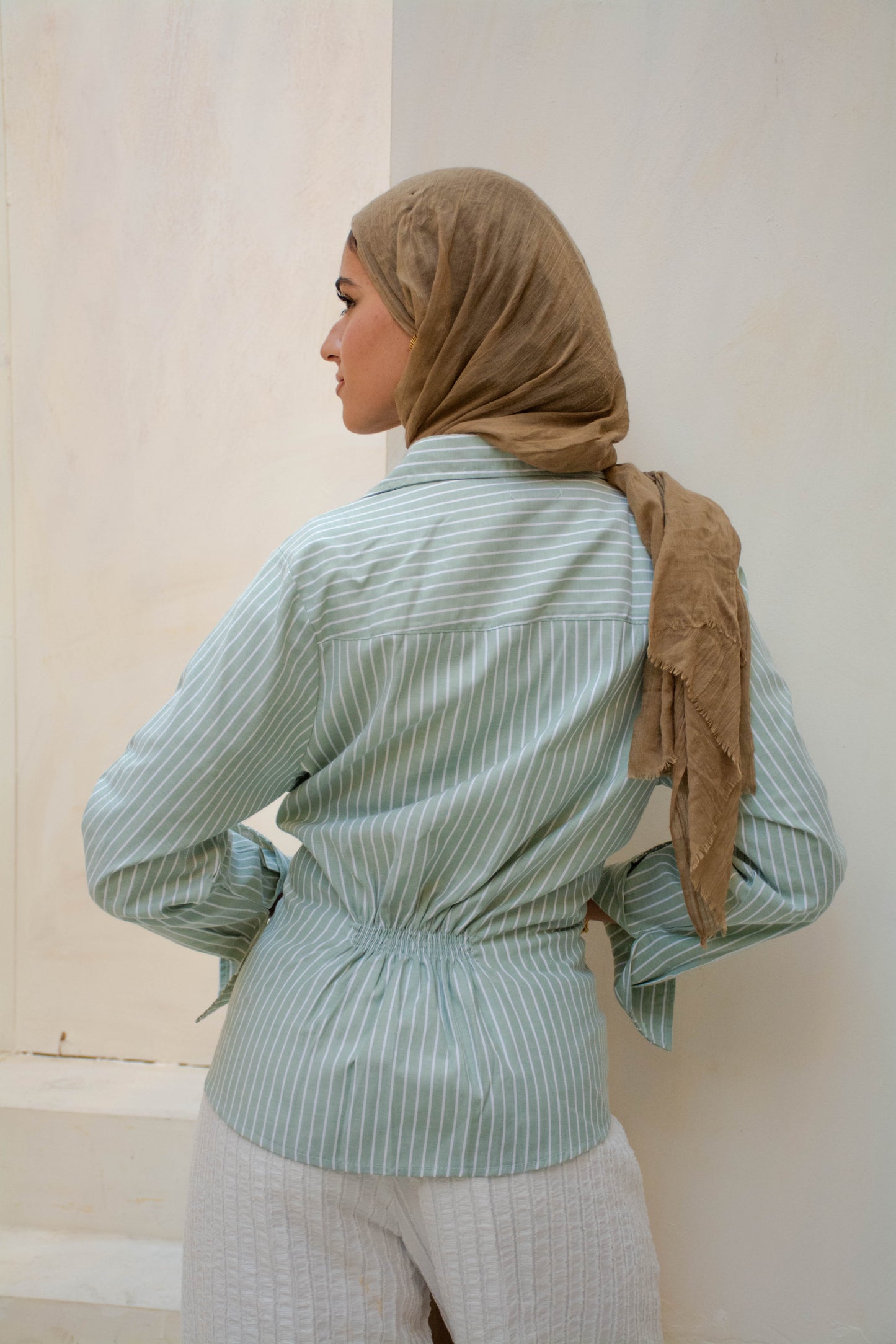Striped Wrap Shirt – Light Mint