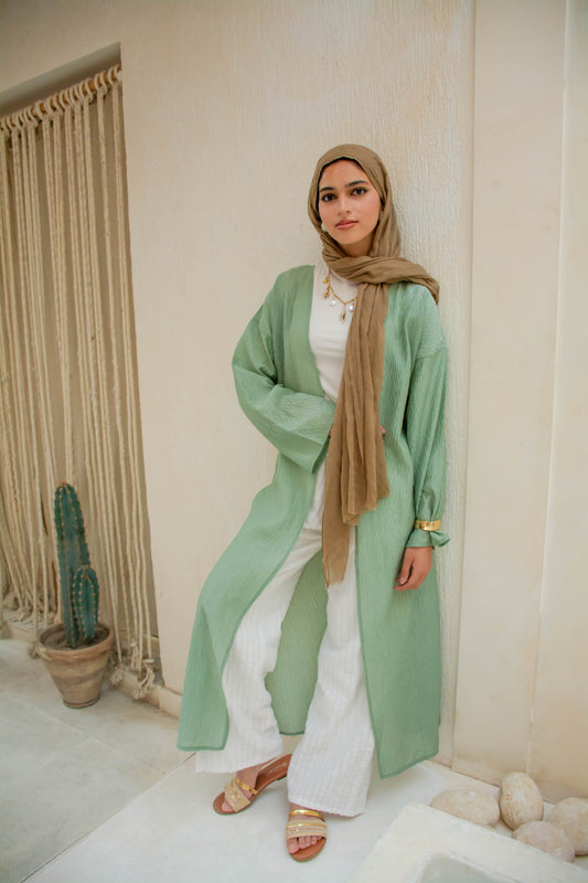 Long Textured Cardigan – Mint
