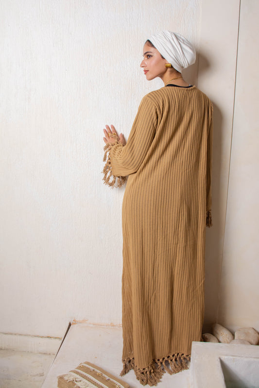 Fringe Knit Dress – Camel