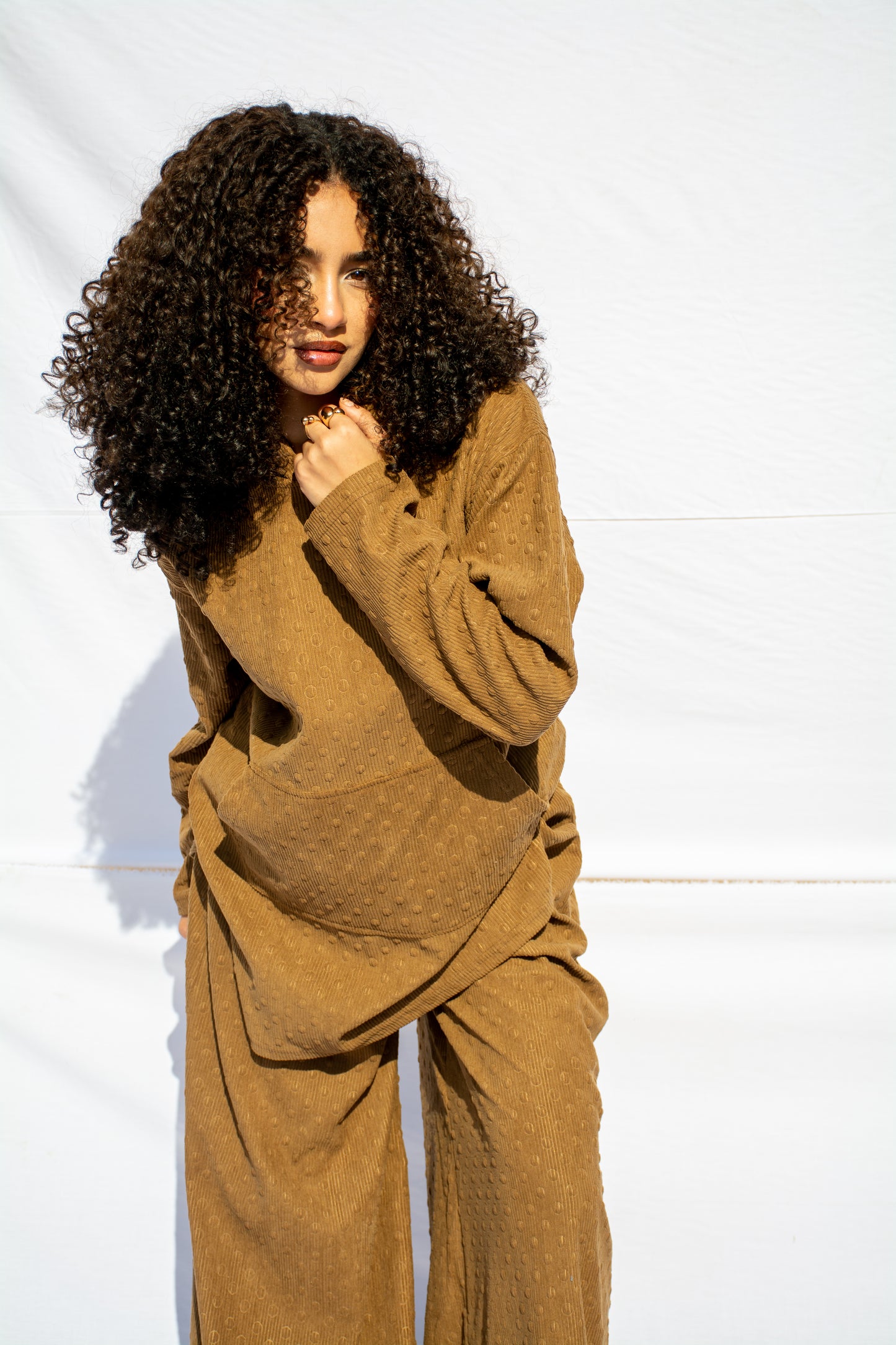 Relaxed Fit Wide-Leg Trousers _ Hoodie Luxe Textured