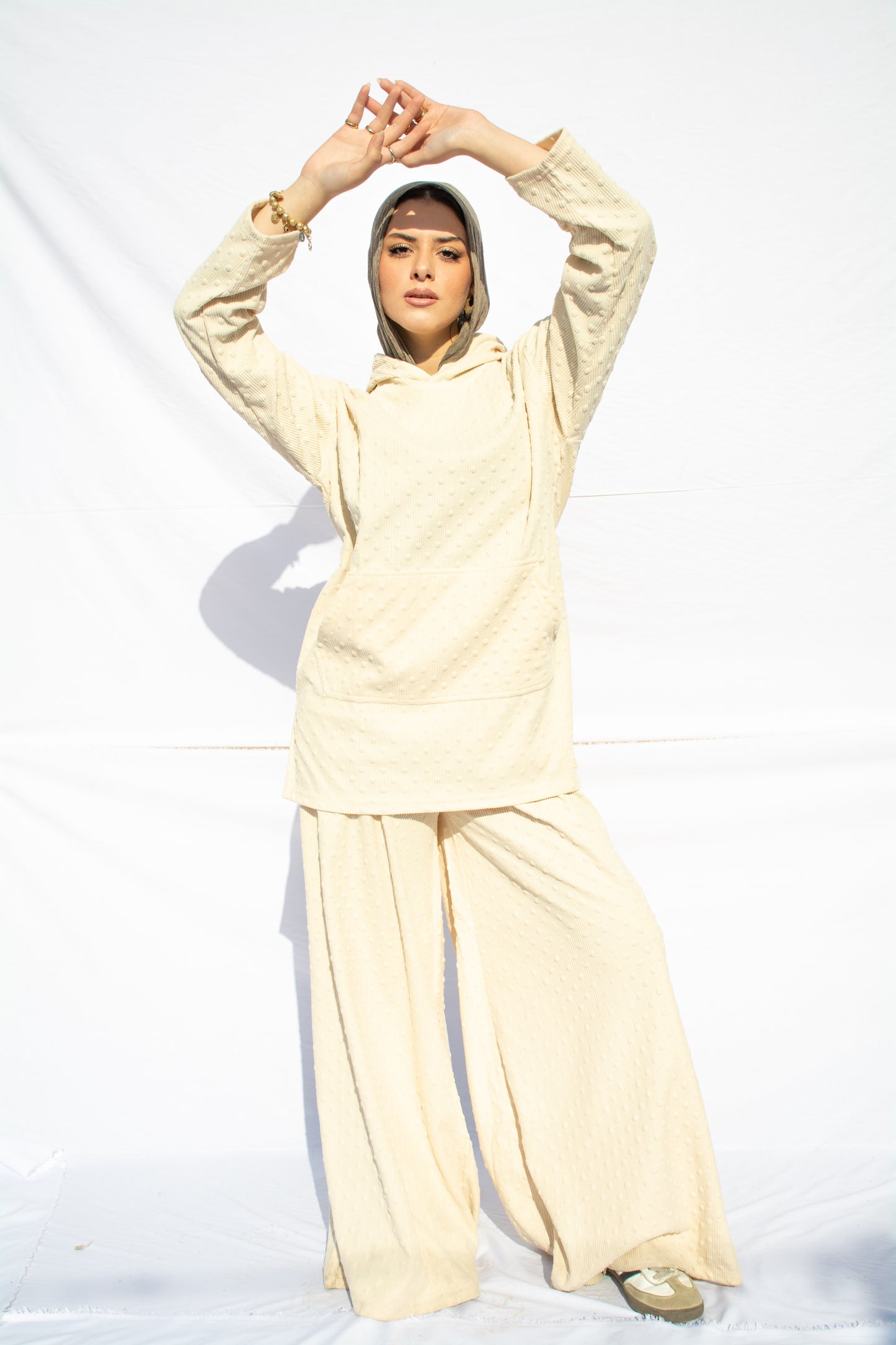 Relaxed Fit Wide-Leg Trousers _ Hoodie Luxe Textured